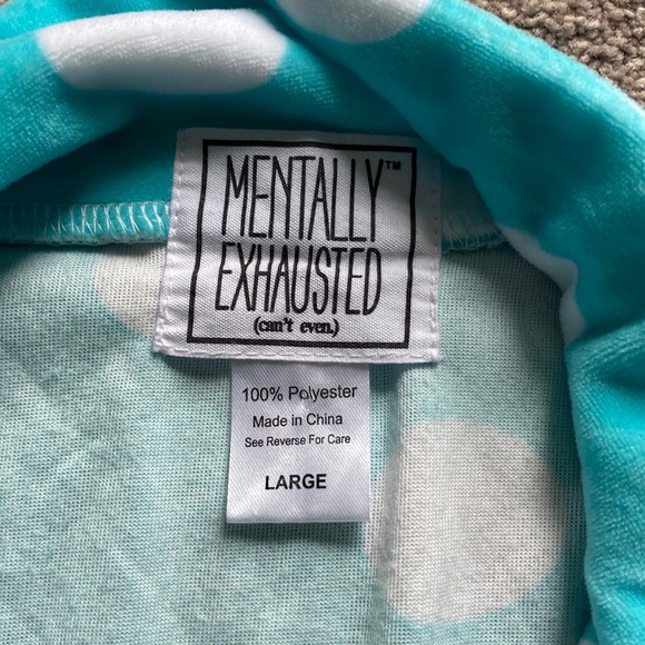 Mentally Exhausted Polka Dot Fleece Pajama Set SIZE L - Picture 3 of 4